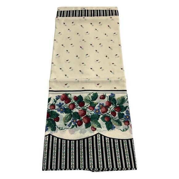 Vintage Tiers Curtains Strawberry Field Set Of 2 Tiers Only 58x24 Window 40" USA - Picture 4 of 6